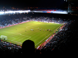 The teams leave the pitch