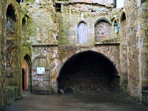 Bolton Castle: Photograph from within the chapel showing the private family gallery