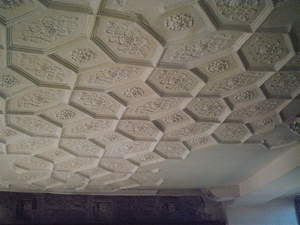 Helmsley Castle: Photograph of one of the ceilings of the tudor mansion